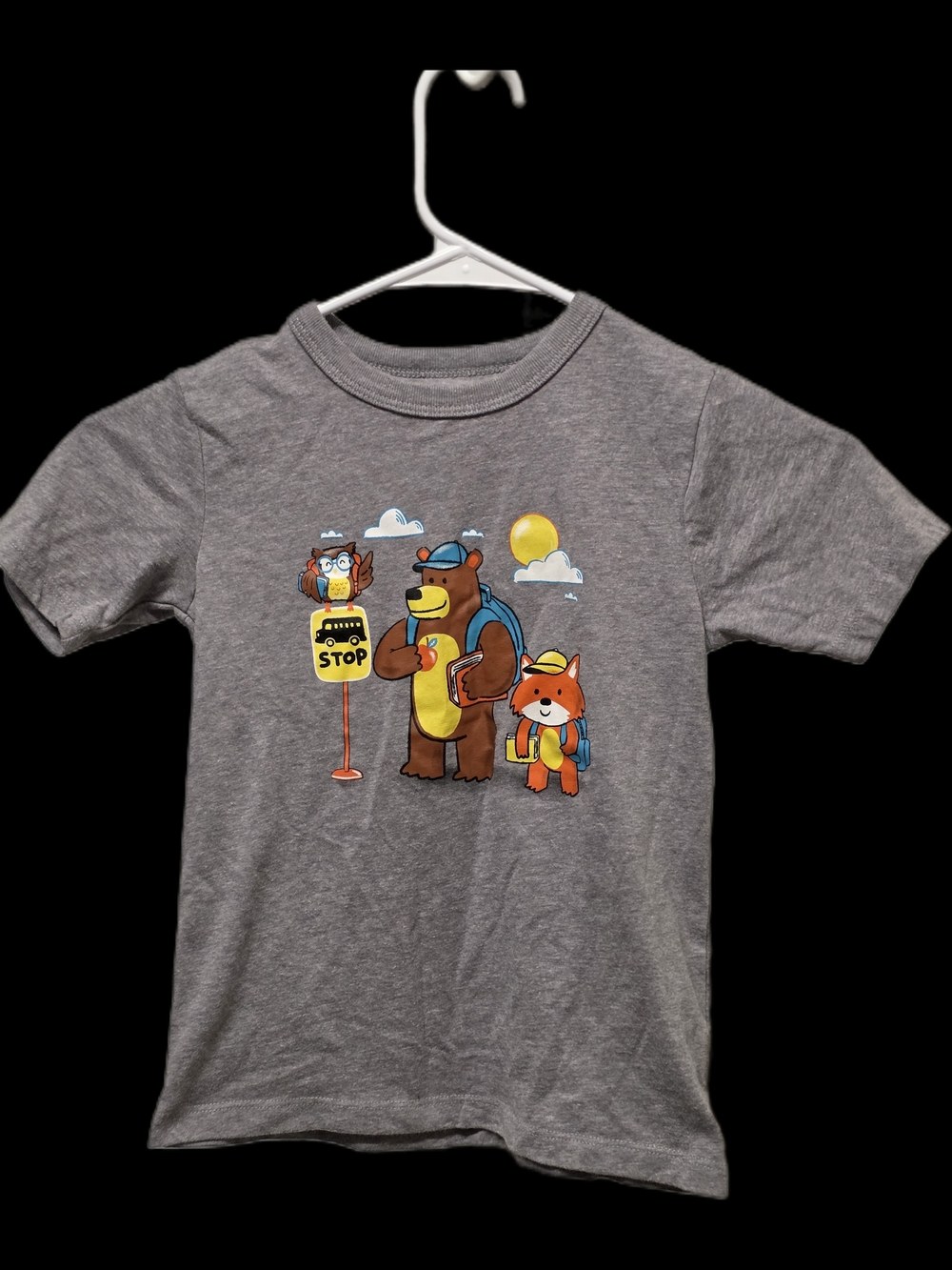 The Children's Place Gray Tee with Bear, Fox & Owl School Graphic